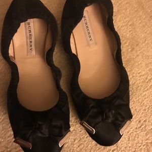 Burberry New Black Satin slipper Flats